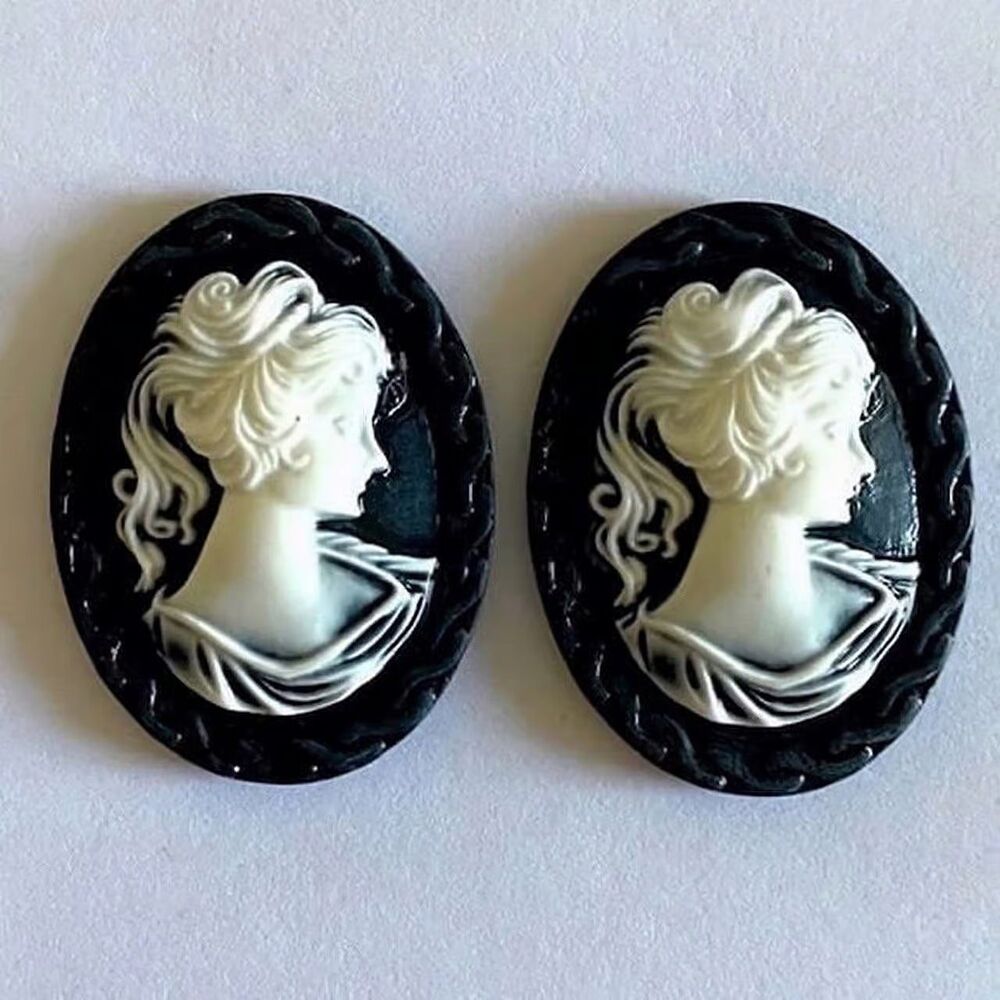 2pcs Beads for Jewelry Making Cameo Resin Flatback Beads #9270 - Picture 3 of 3
